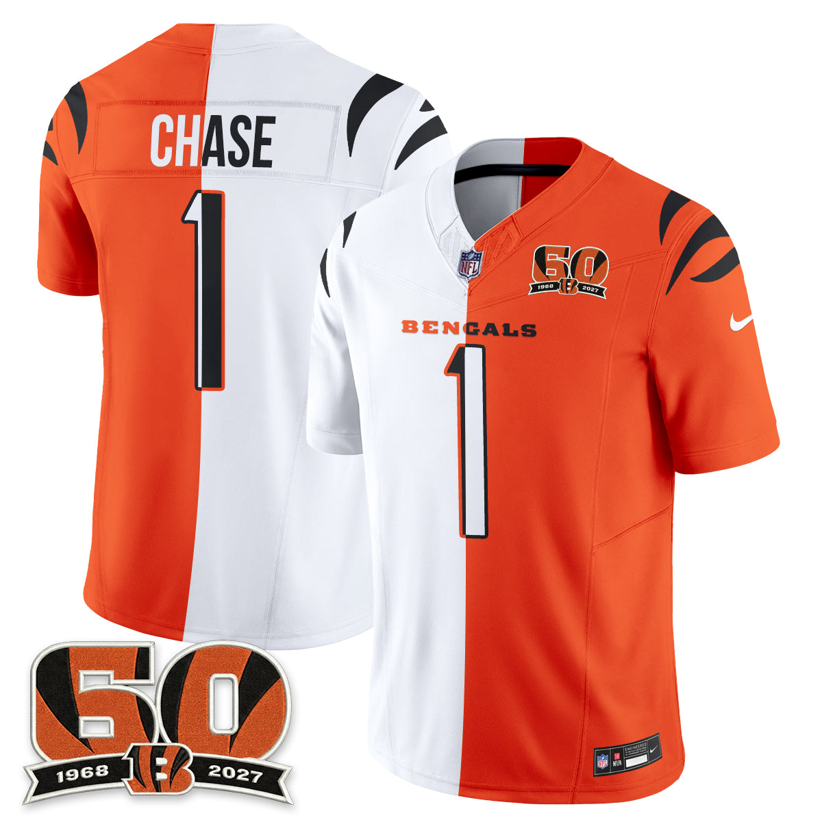Cincinnati Bengals Split Edition Vapor Jersey - Stitched
