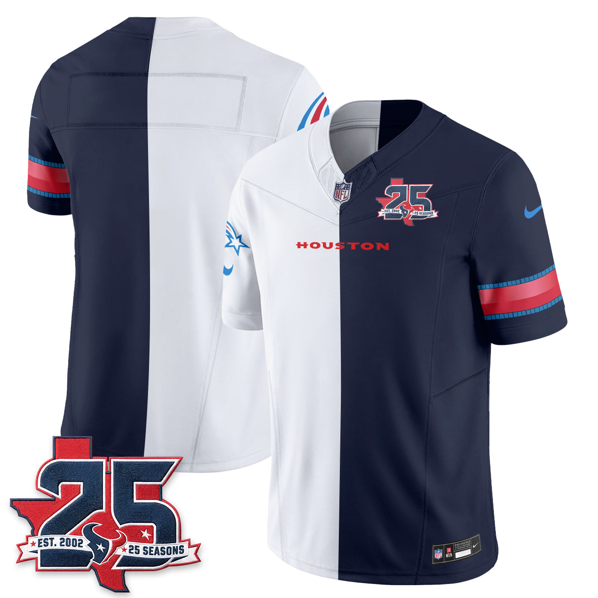HOU Fan Gear Split Vapor Jersey - Stitched