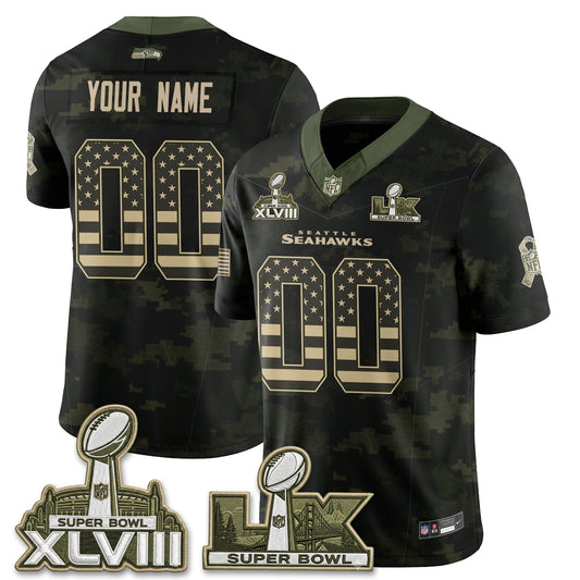 Seattle Seahawks 2026 Salute to Service Edition Custom Vapor Jersey V2- Stitched