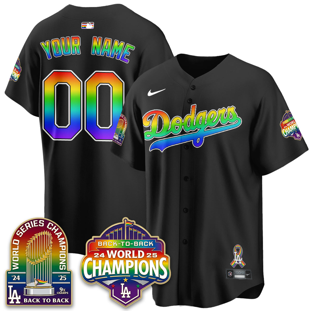Los Angeles Dodgers Happy Pride Month Vapor Custom Jersey - Stitched