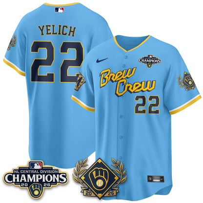 Milwaukee Brewers 2026 NL Division Champs Vapor Jersey - Stitched