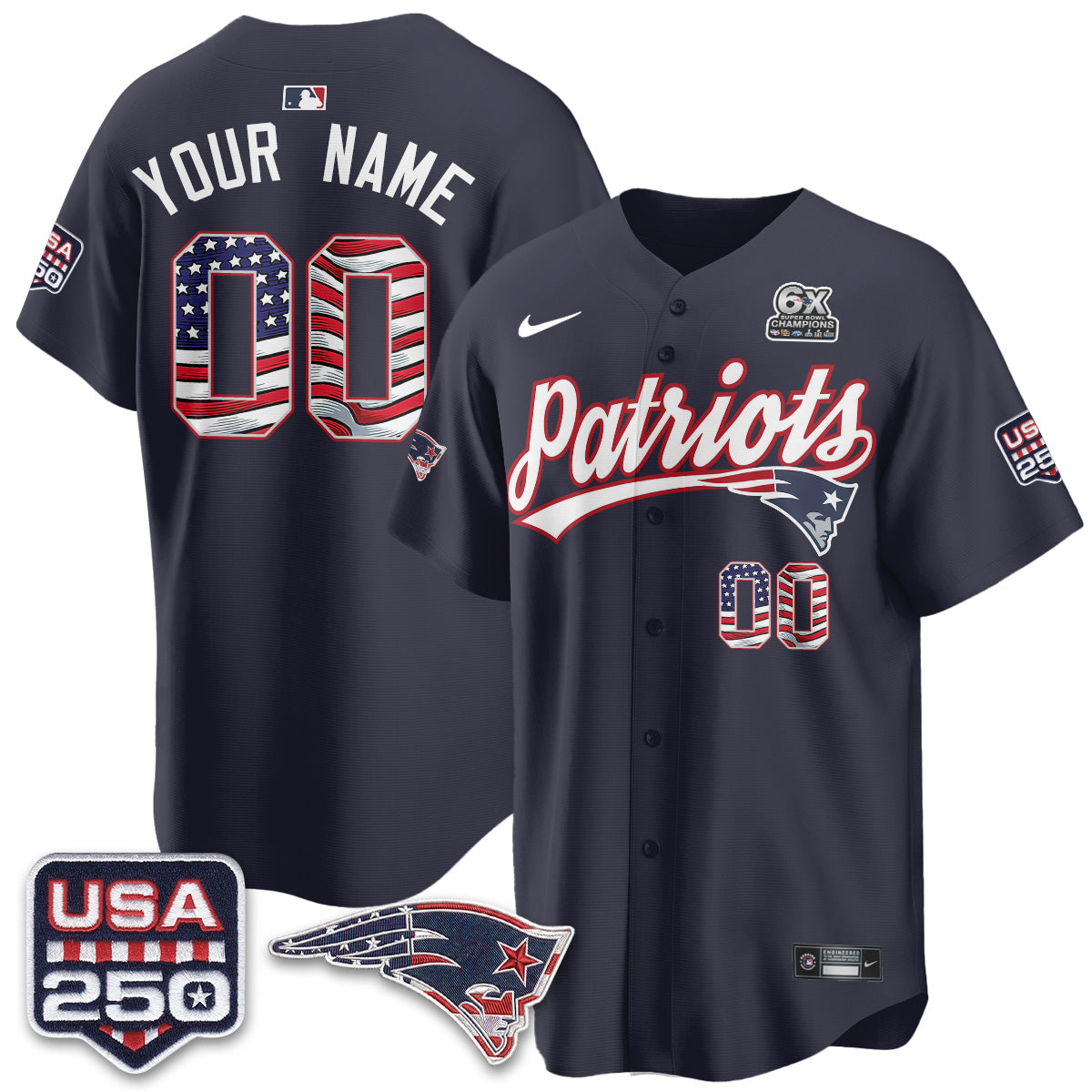 NE America Edition Vapor Custom Jersey - Stitched