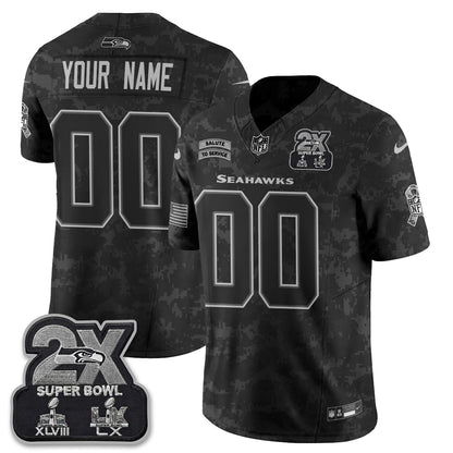 Seattle Seahawks 2026 Salute to Service Vapor Custom Jersey - Stitched