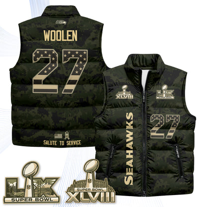 Seattle Seahawks 2026 Salute to Service Puffer Vest - Printed