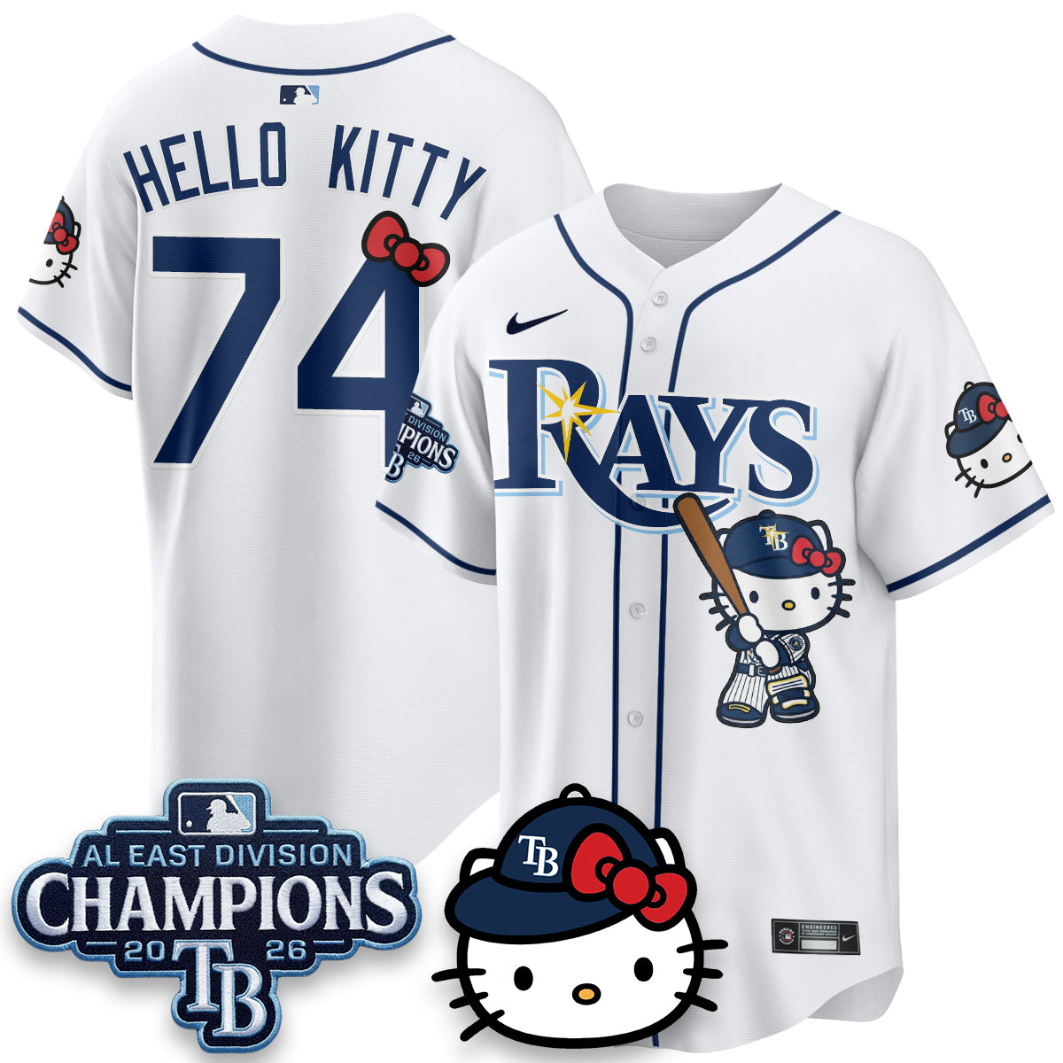 Tampa Bay Rays x Meow KT 2026 AL East Champs Vapor Jersey - Stitched