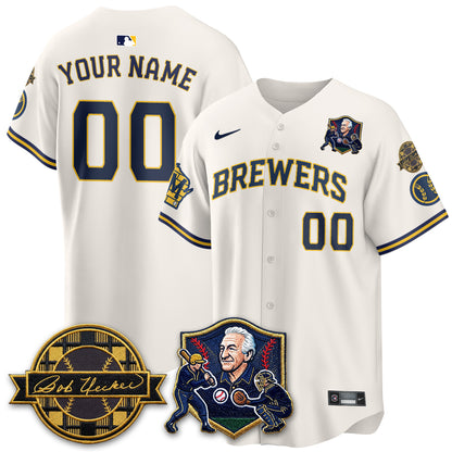 MIL Bob Uecker - 54 Seasons for Brewers' Vapor Custom Limited Gold Jersey - All Stitched