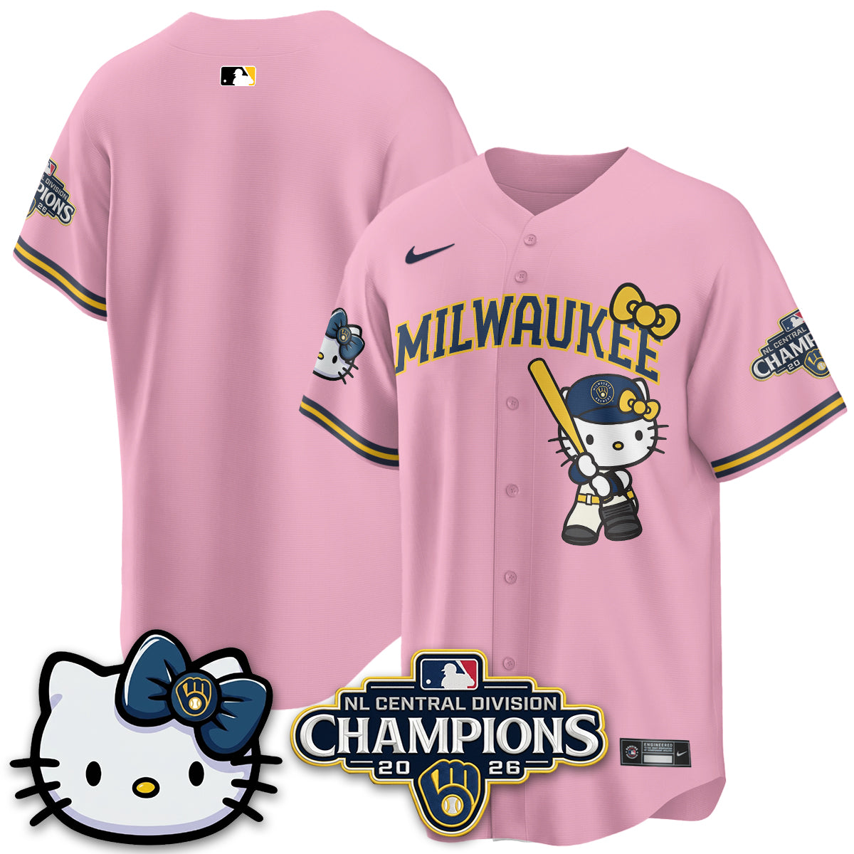 Milwaukee Brewers NL Central Champs x Meow KT Vapor Jersey - Stitched