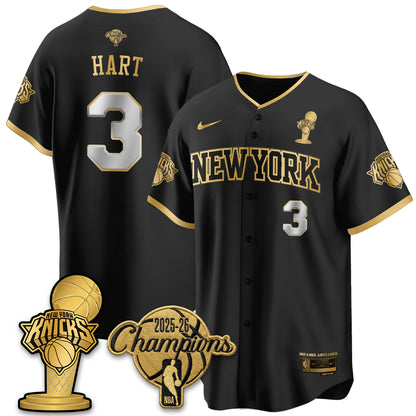 NYK 2026 NBA Champions Vapor Black Gold Jersey - Stitched