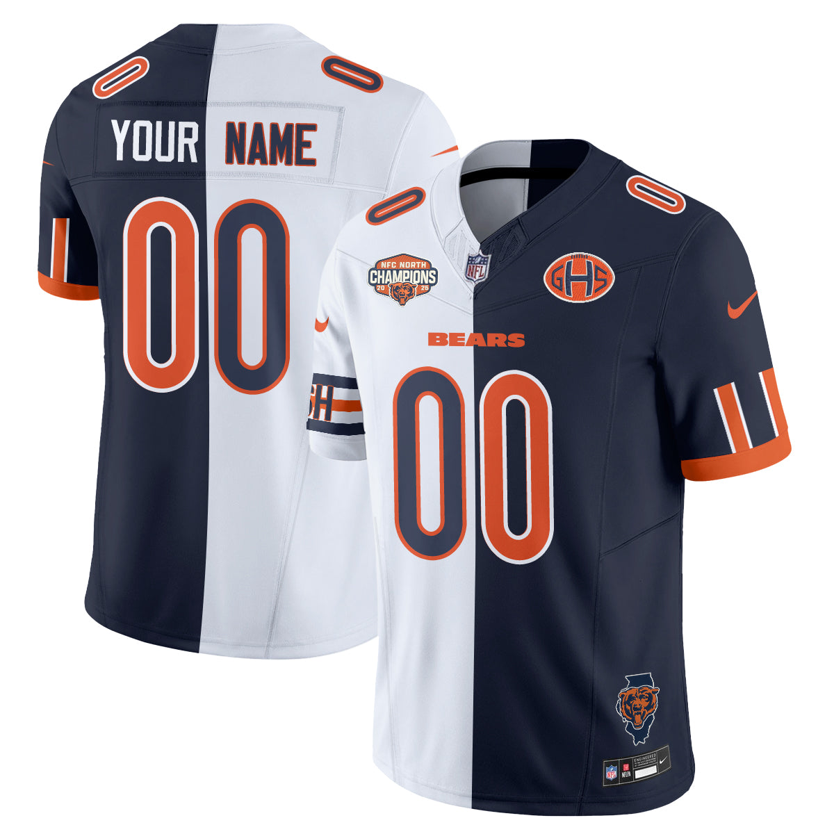 Chicago Bears 2026 Split Edition Vapor Custom Jersey - Stitched