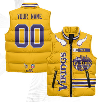 Minnesota Vikings Twin City Custom Puffer Vest - Printed