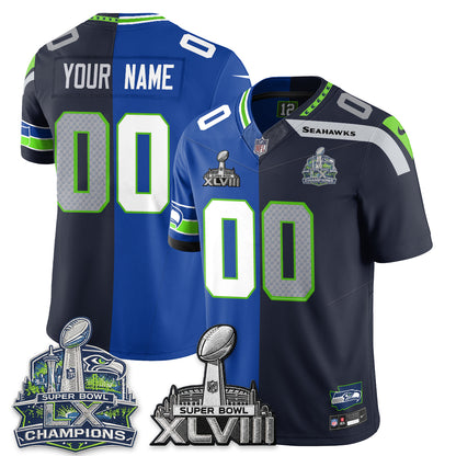 Seattle Seahawks S.Bowl Champs Split Edition Vapor Custom Jersey - Stitch