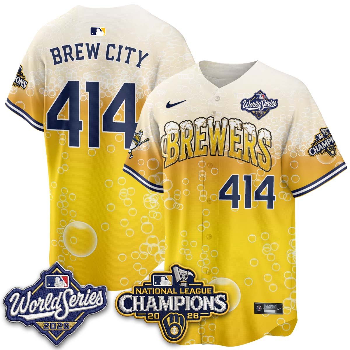 Milwaukee Brewers "Pitcher & Pint" 2026 NL Champions Vapor Jersey - Stitched