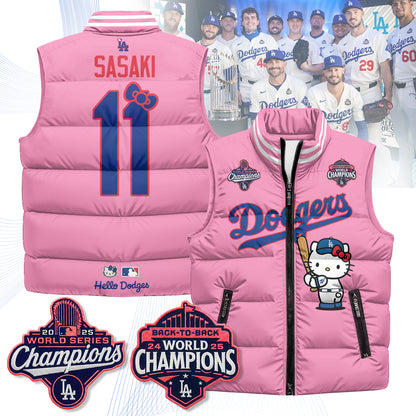 Los Angeles Dodgers Meow KT Edition Unisex Puffer Vest - Printed