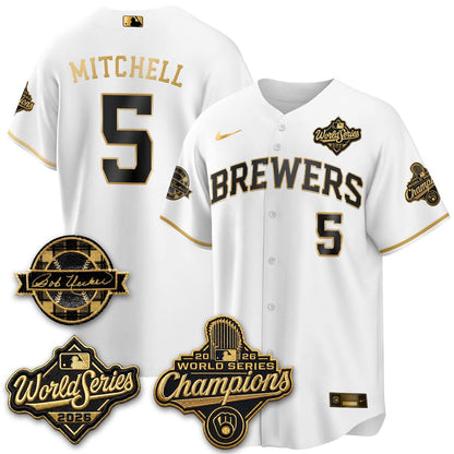 MIL 2026 WS Champions - Bob Uecker Patch Cream Jersey - Stitched (#24)