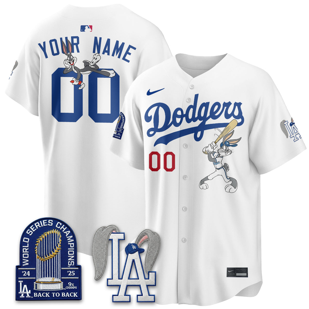 Los Angeles Dodgers Bunny Edition Vapor Custom Jersey - Stitched