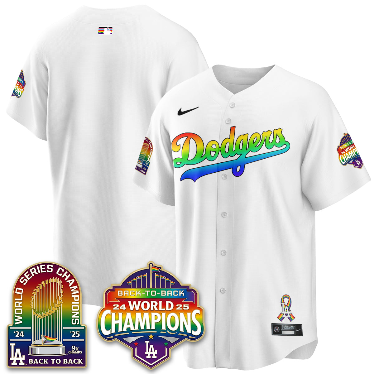 Los Angeles Dodgers Happy Pride Month Vapor Jersey - Stitched