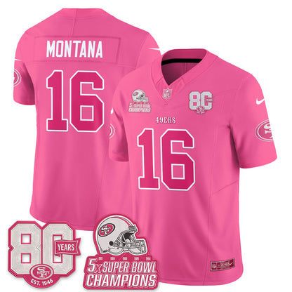 San Francisco 49ers Pink Edition Vapor Jersey - Stitched
