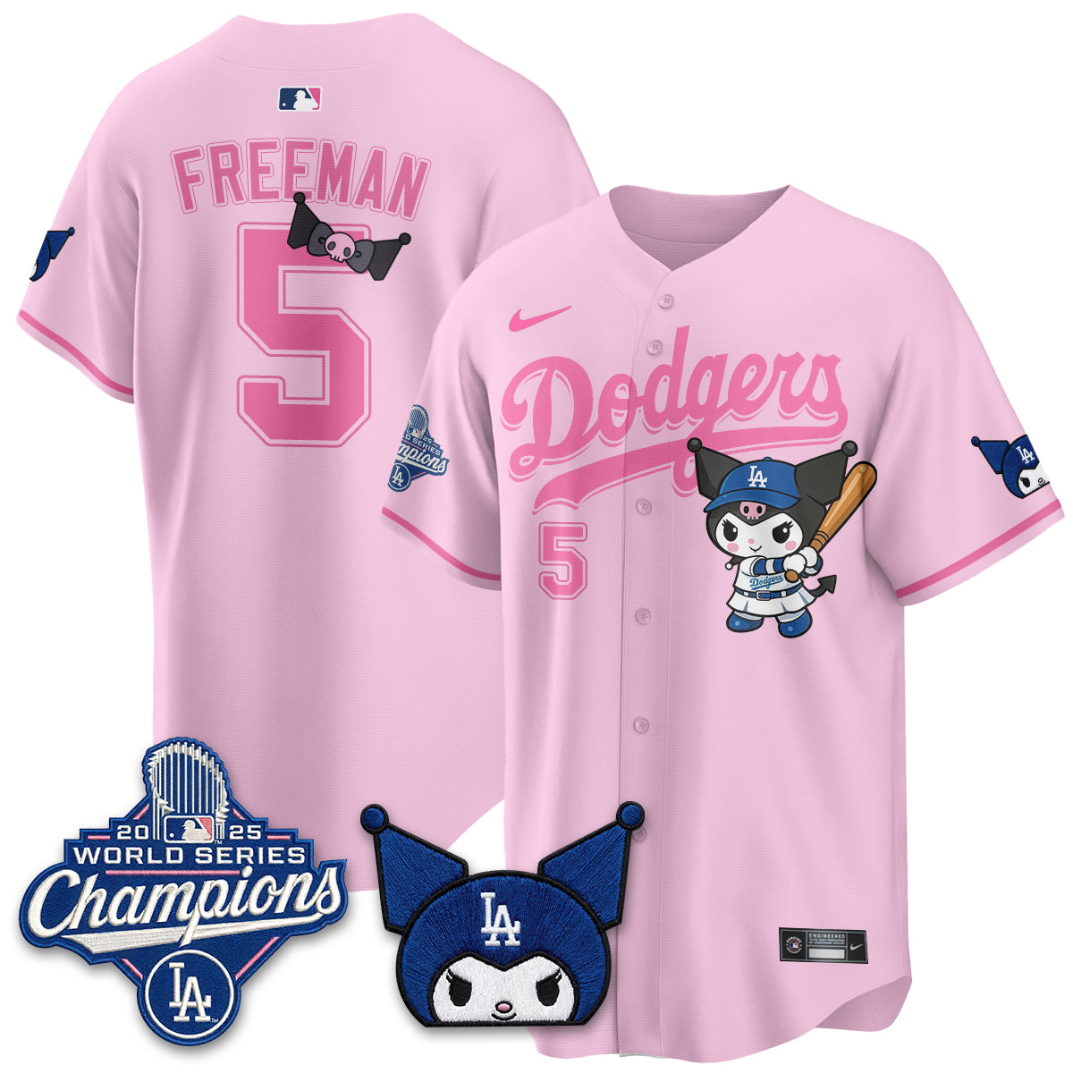Los Angeles Dodgers Kuromi Edition Vapor Jersey - Stitched