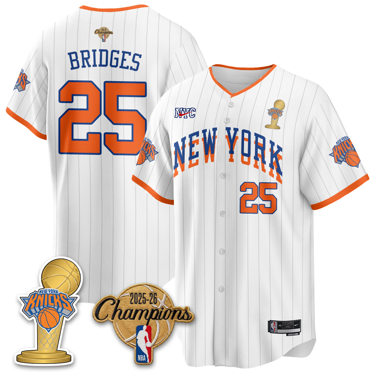 NYK 2026 NBA Champions Vapor Black Gold Jersey - Stitched