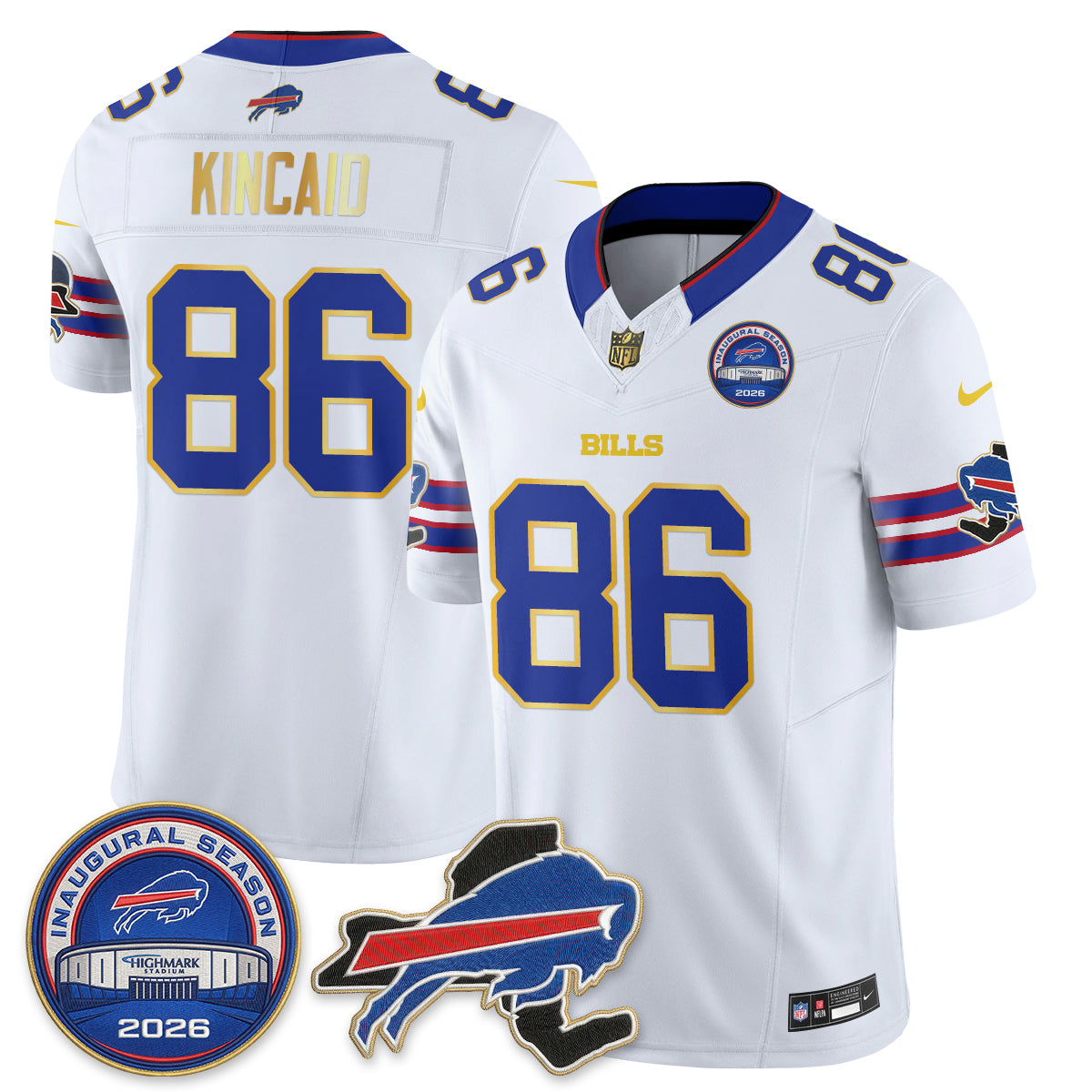 Buffalo Bills 2026 Gold Trim Edition Vapor Jersey - Stitched