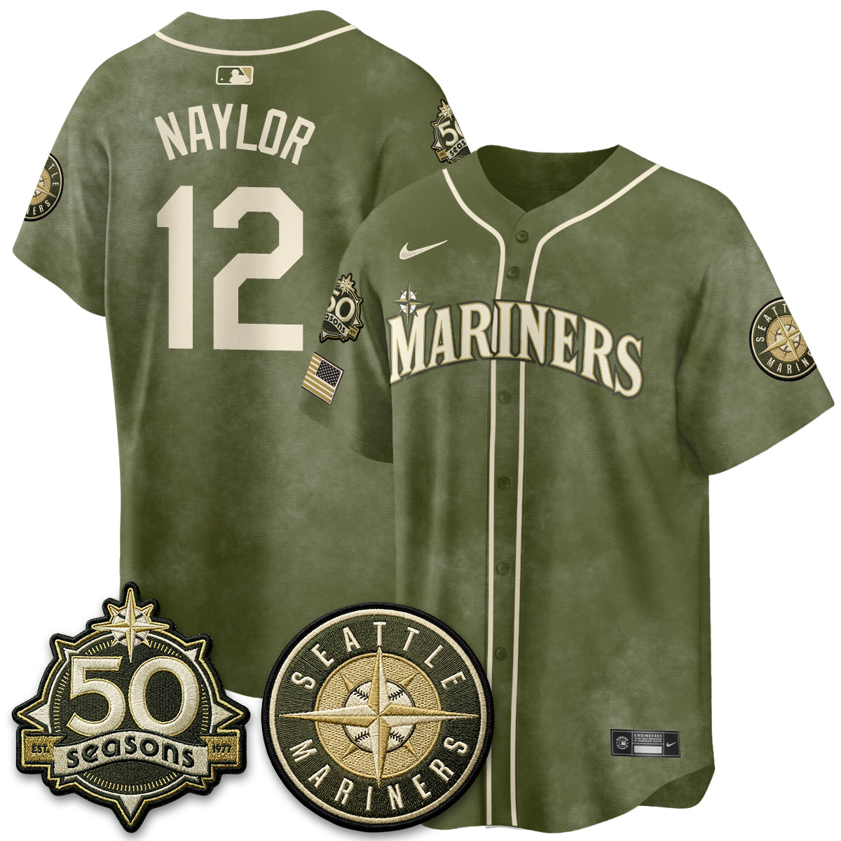 SEA New Era Olive 2026 Armed Forces Day Jersey - All Stitched