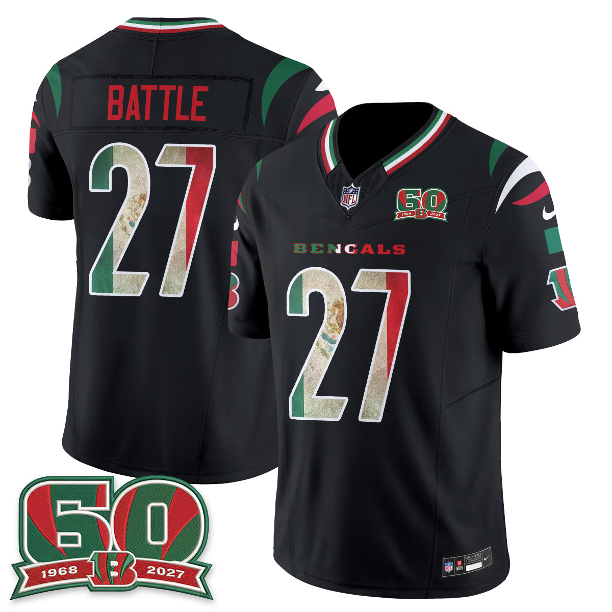 Cincinnati Bengals Mexico Edition Vapor Jersey - Stitched