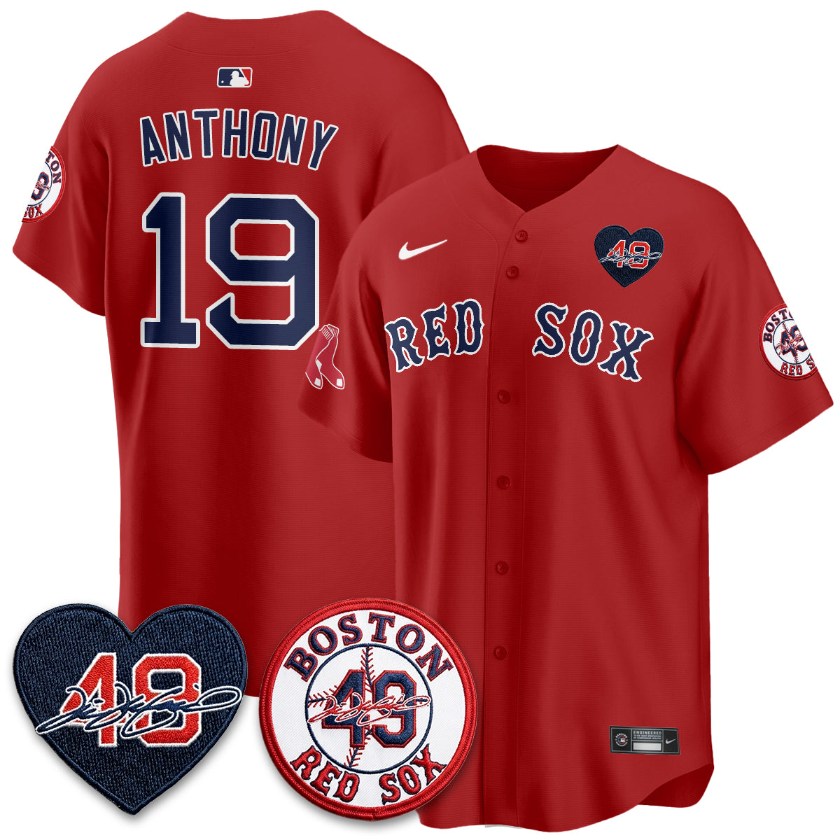 BOS Tim Wakefield Memorial Patch Vaper Premier Limited Red Jersey - All Stitched