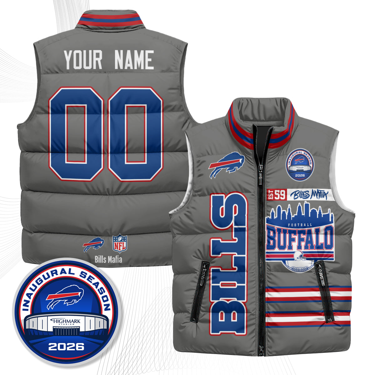 BUF "Mafia" Edition Custom Puffer Vest - Printed