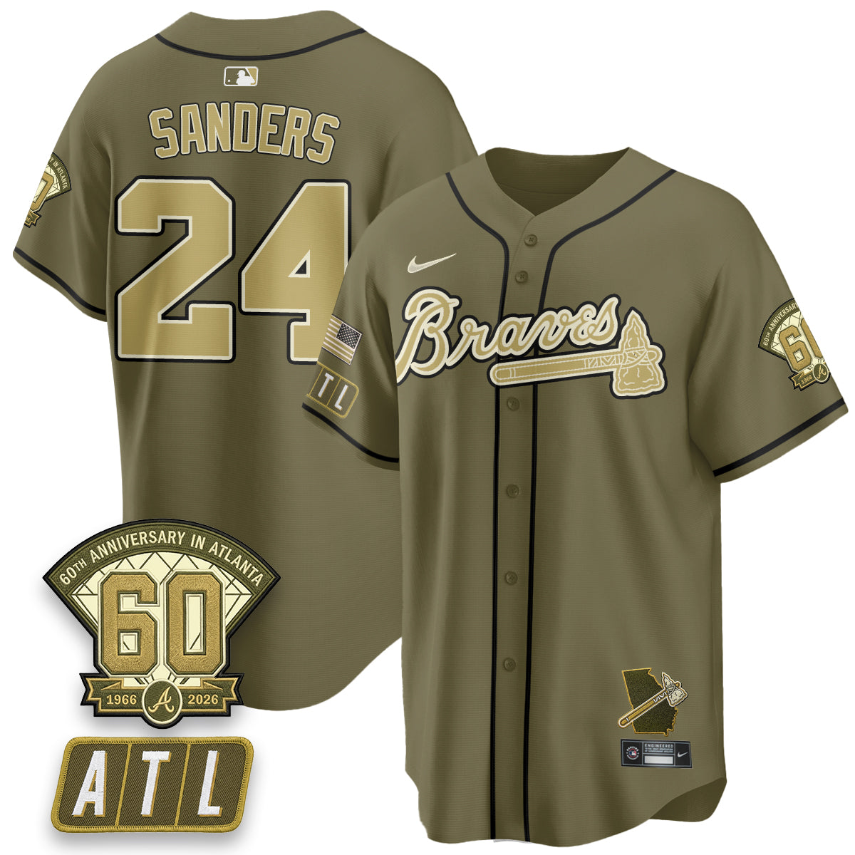 ATL New Era Olive 2026 Armed Forces Day Vapor Limited Jersey - All Stitched