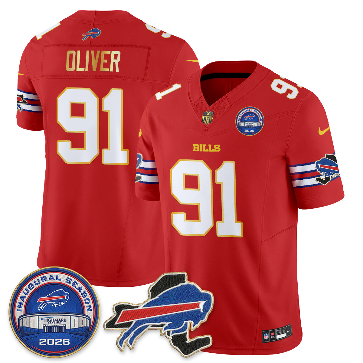 Buffalo Bills 2026 Gold Trim Edition Vapor Jersey - Stitched