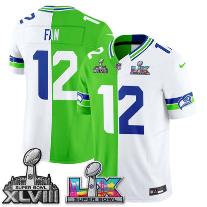 Seattle Seahawks Throwback 2 SB Patches Vapor Jersey - Stitched
