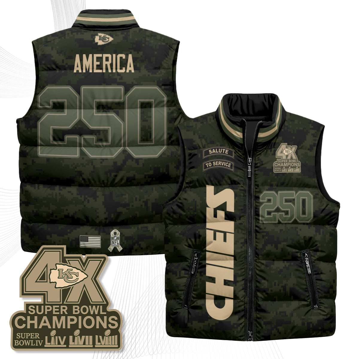 KC 2026 Salute to Service Puffer Vest - Printed