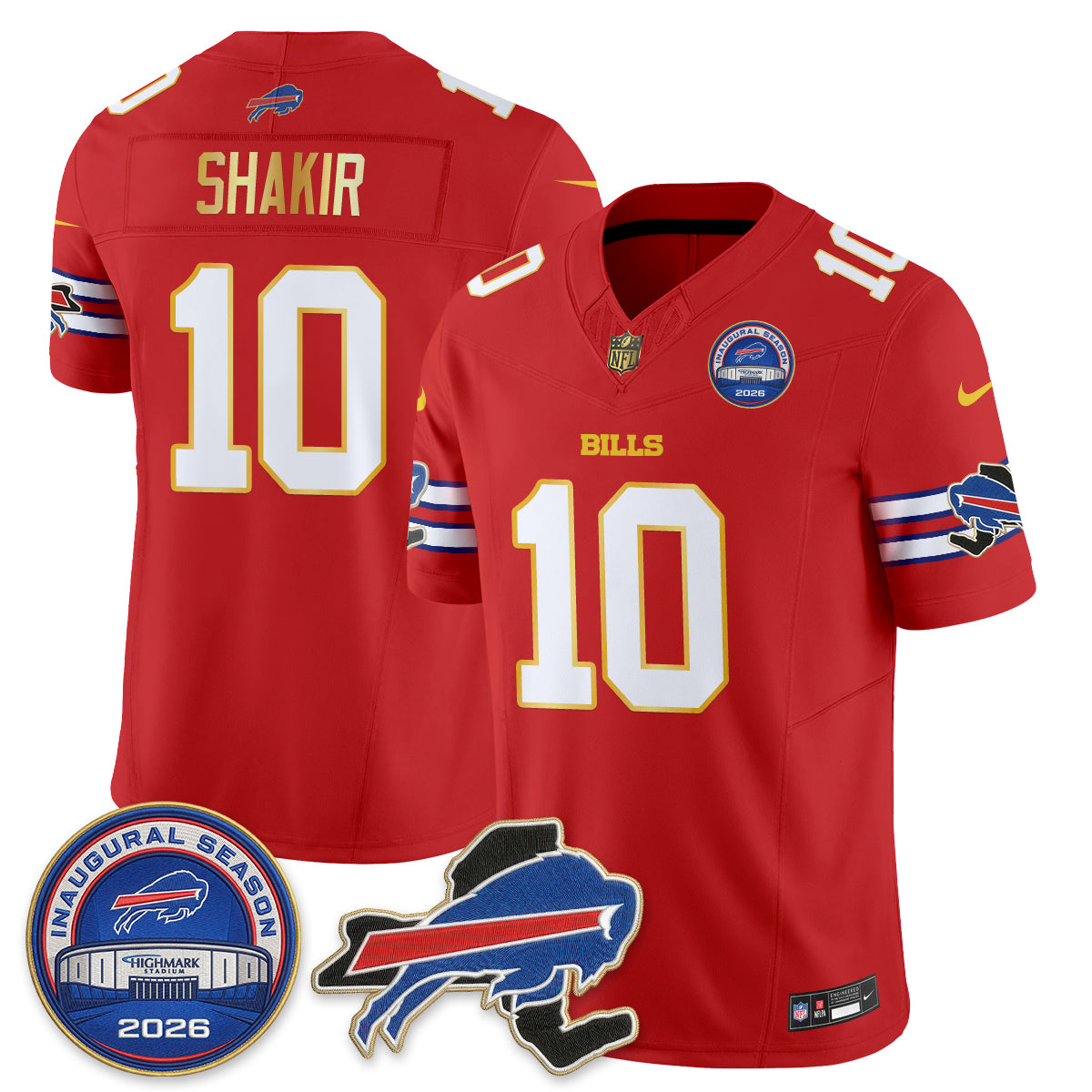 Buffalo Bills 2026 Gold Trim Edition Vapor Jersey - Stitched