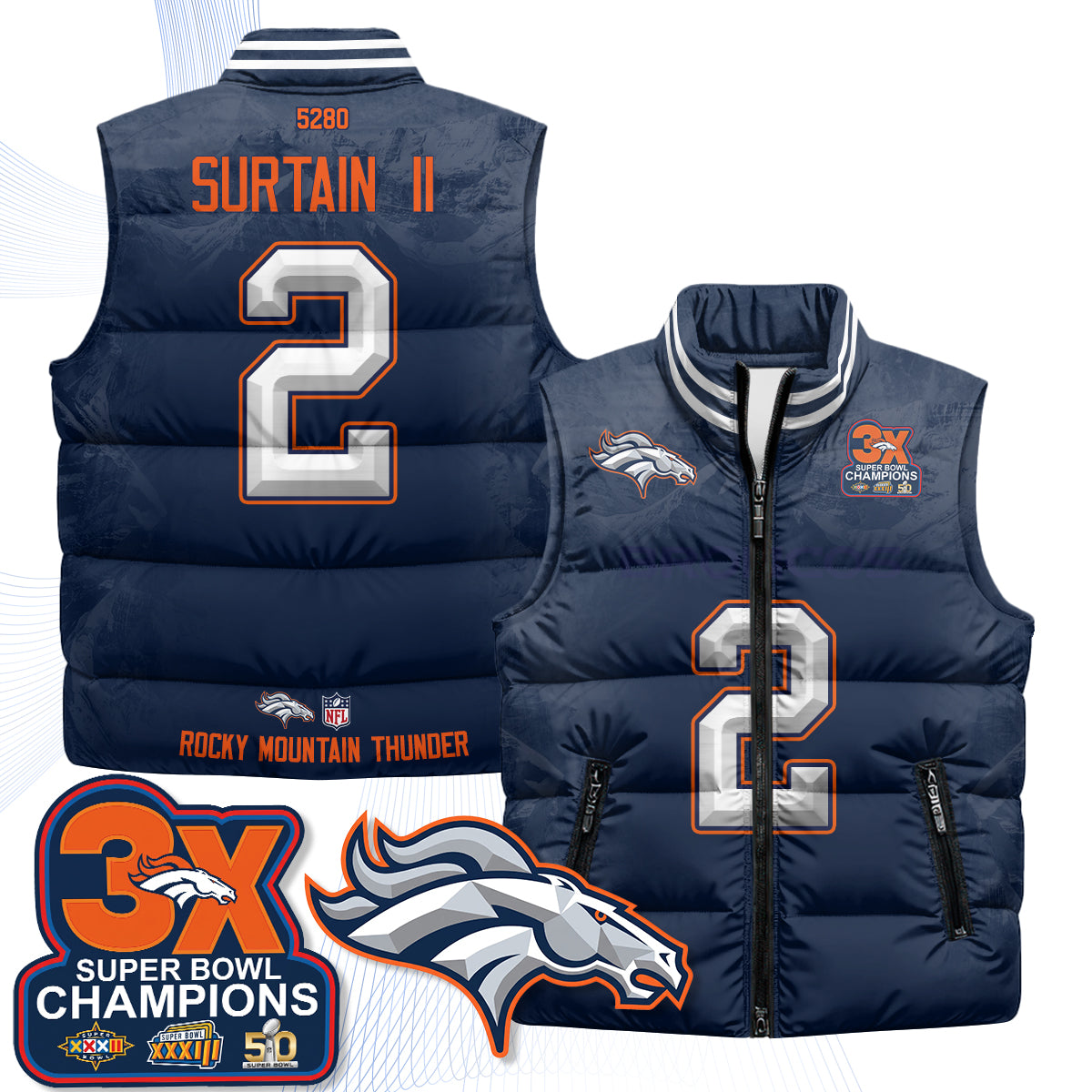 Denver Broncos Fan Gear Edition Unisex Puffer Vest - Printed