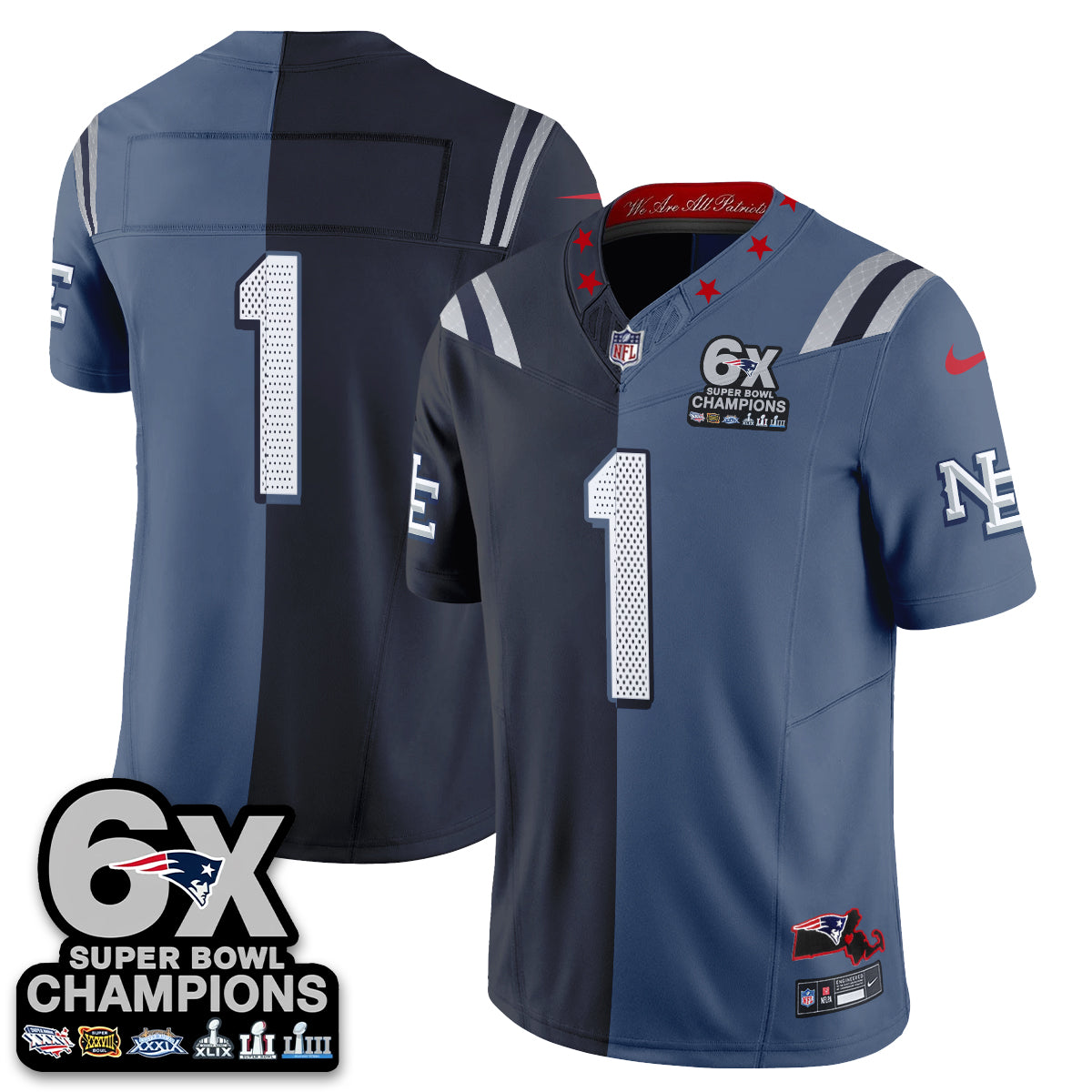 New England Patriots Rivalries Split Edition Vapor Jersey - Stitched