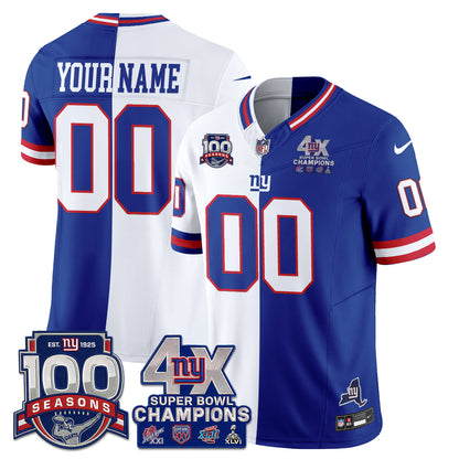 NYG 4X SBowl Split Edition Vapor Custom Jersey - Stitched