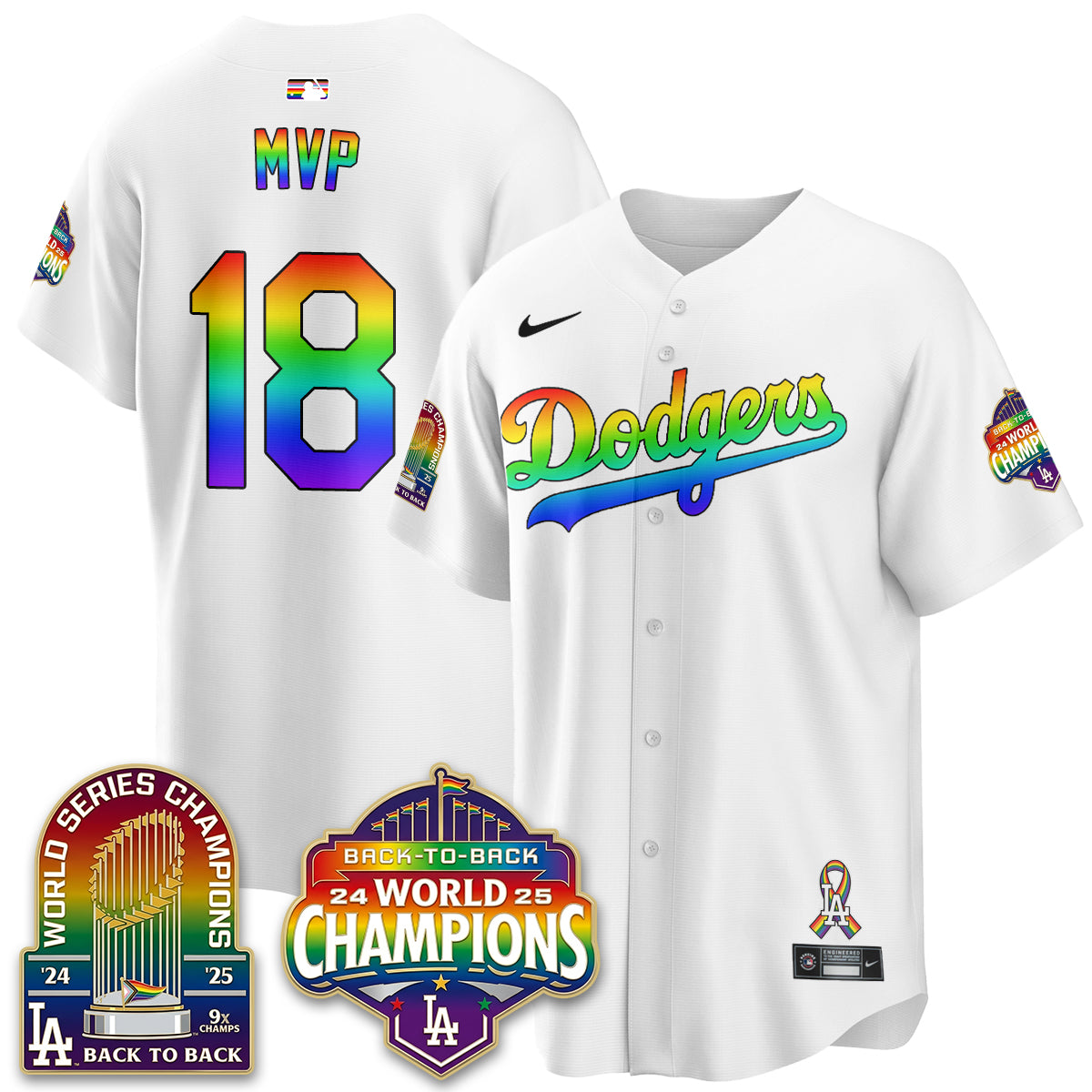 Los Angeles Dodgers Happy Pride Month Vapor Jersey - Stitched