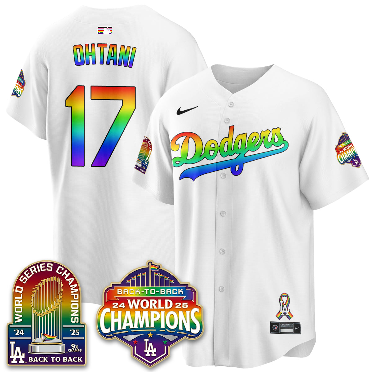 Los Angeles Dodgers Happy Pride Month Vapor Jersey - Stitched