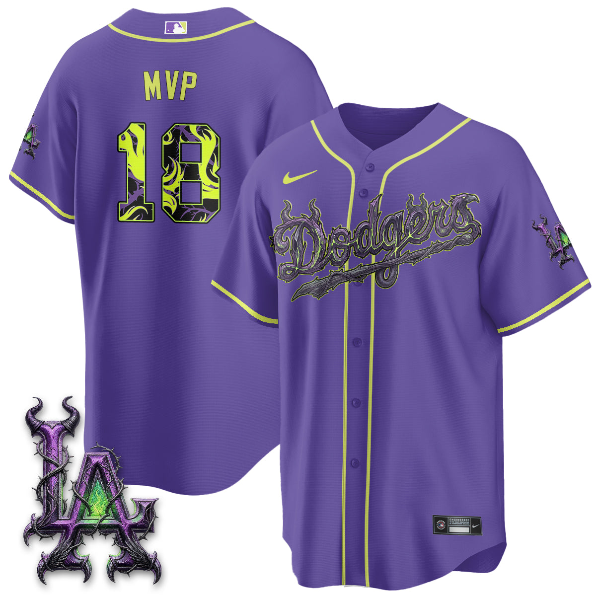 Los Angeles Dodgers Villains Halloween - Horned Queen Vapor Jersey- Stitched