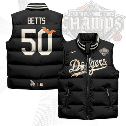 Los Angeles Dodgers Halloween 2026 Unisex Puffer Vest - Printed
