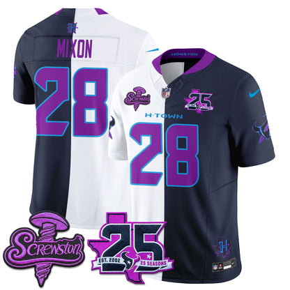 Houston Texans DJ Screw Split Vapor Jersey - Stitched