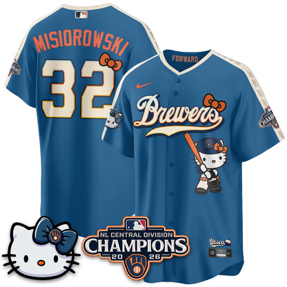 Milwaukee Brewers NL Central Champs x Meow KT Vapor Jersey - Stitched
