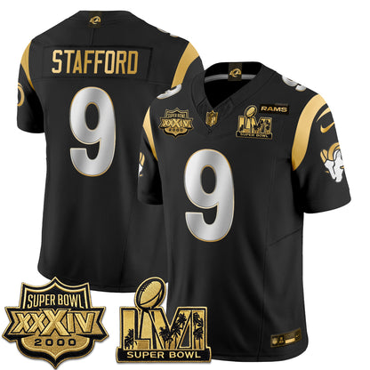 LAR SBowl Champs Gold Vapor Jersey - Stitched