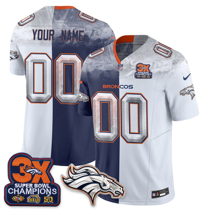 Denver Broncos Mile High Split Edition Vapor Custom Jersey - Stitched