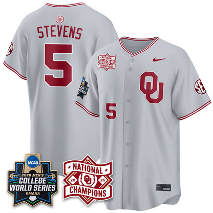 Oklahoma Sooners 2026 NCAA Baseball Men's College World Series Champions Vapor Jersey - Stitched