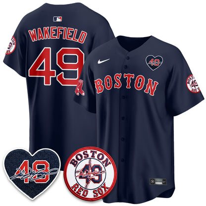 BOS Tim Wakefield Memorial Patch Vaper Premier Limited Red Jersey - All Stitched