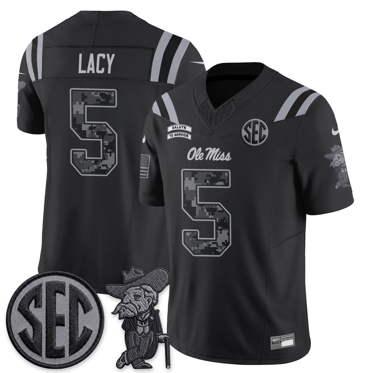 Ole Miss Rebels 2026 Salute to Service Vapor Jersey - Stitched