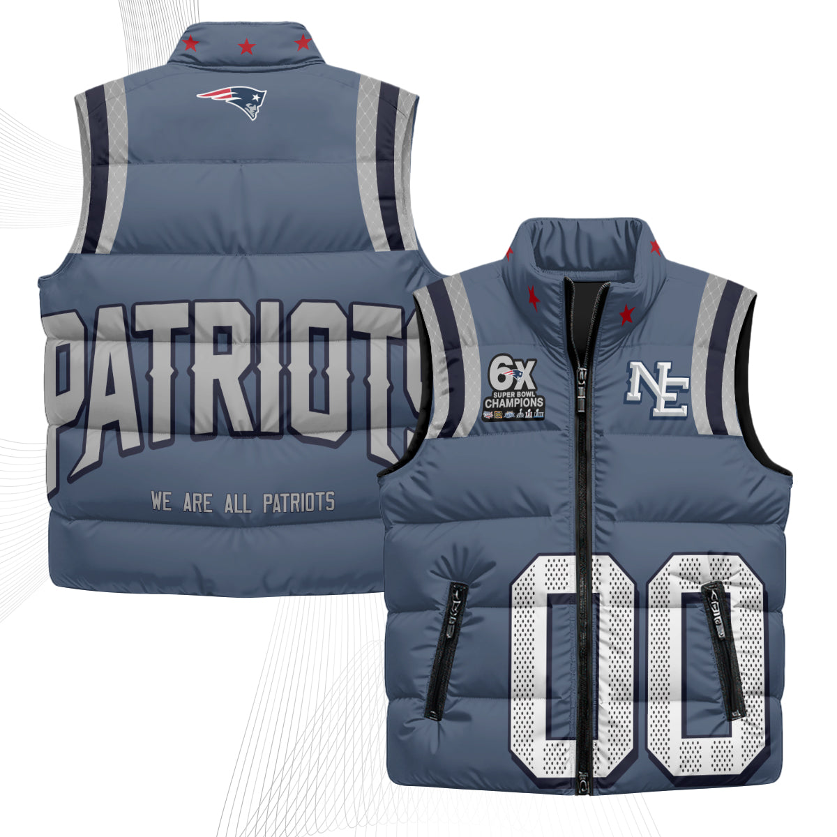 NE Rivalries Custom Puffer Vest - Printed