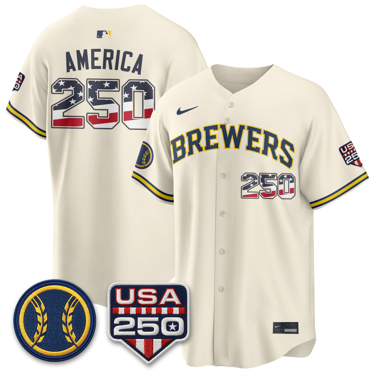 Milwaukee Brewers Fourth of July Vapor Limited Jersey - Stitched