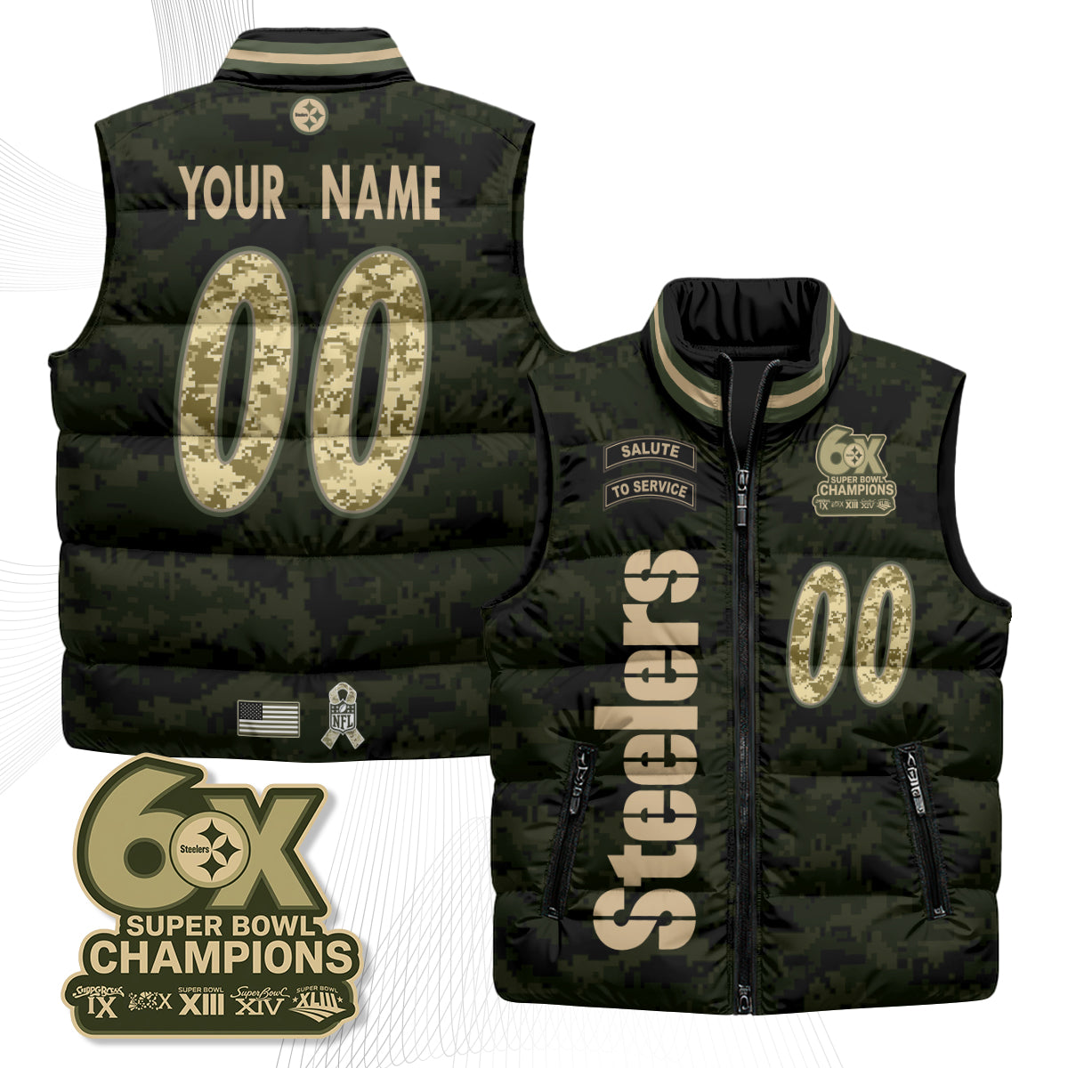 PIT 2026 Salute to Service Custom Puffer Vest - Printed